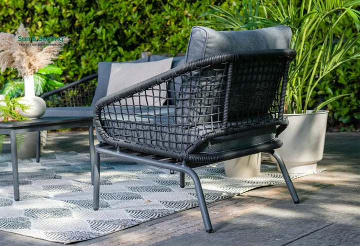 Kelly Outdoor Garden Balcony Sofa Set 2 Seater 2 Single seater and 1 Table Set (Dark Grey) Sofa Sets