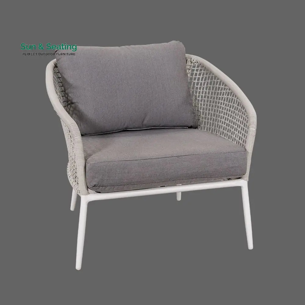 Kemp Outdoor Garden Balcony Sofa Set 3 Seater 2 Single seater and 1 Center Table Set (White + Light Grey) Sofa Sets