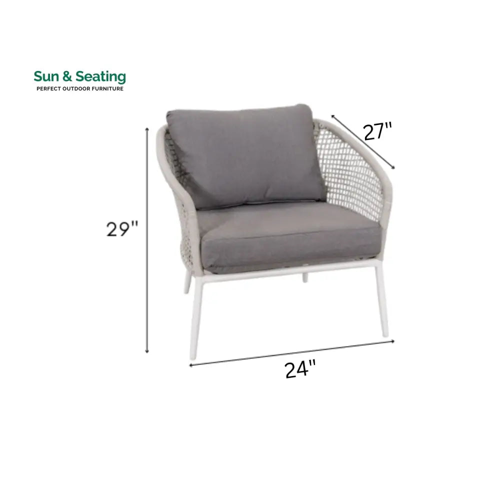 Kemp Outdoor Garden Balcony Sofa Set 3 Seater 2 Single seater and 1 Center Table Set (White + Light Grey) Sofa Sets