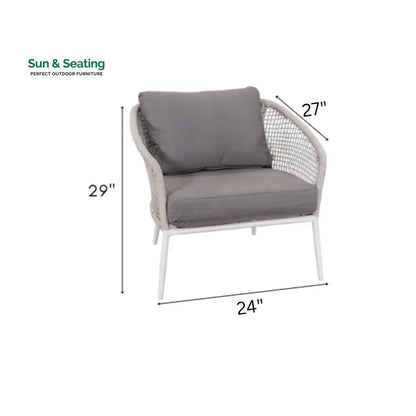 Kemp Outdoor Garden Balcony Sofa Set 3 Seater 2 Single seater and 1 Center Table Set (White + Light Grey) Sofa Sets