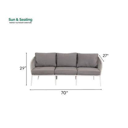Kemp Outdoor Garden Balcony Sofa Set 3 Seater 2 Single seater and 1 Center Table Set (White + Light Grey) Sofa Sets