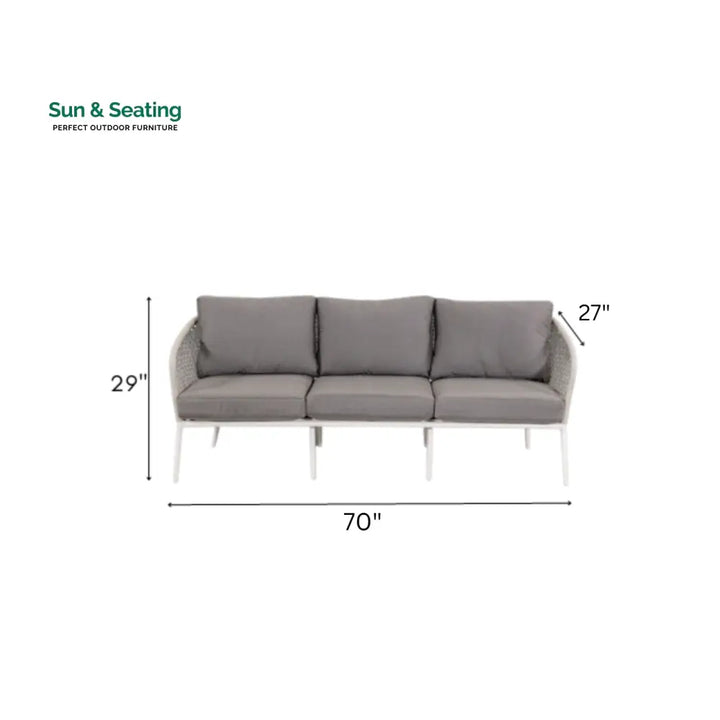 Kemp Outdoor Garden Balcony Sofa Set 3 Seater 2 Single seater and 1 Center Table Set (White + Light Grey) Sofa Sets