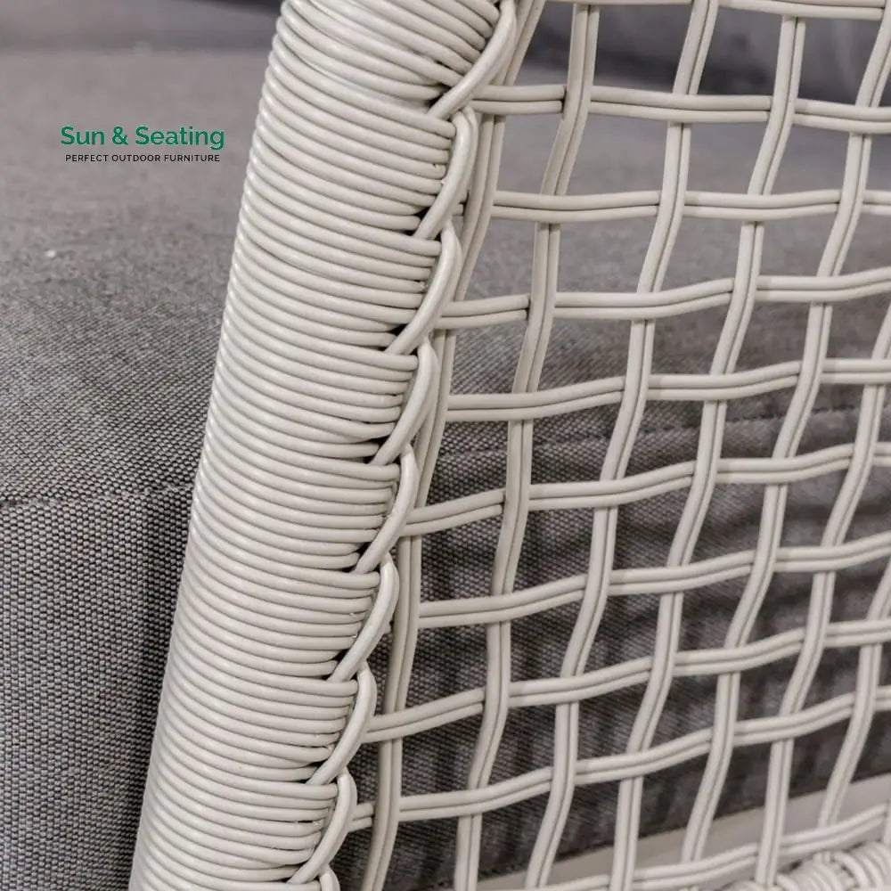 Kemp Outdoor Garden Balcony Sofa Set 3 Seater 2 Single seater and 1 Center Table Set (White + Light Grey) Sofa Sets