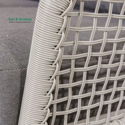 Kemp Outdoor Garden Balcony Sofa Set 3 Seater 2 Single seater and 1 Center Table Set (White + Light Grey) Sofa Sets