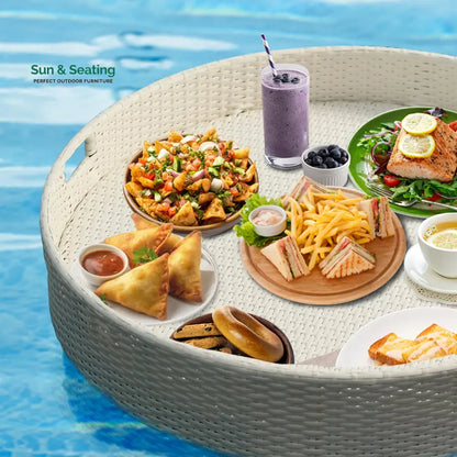 Ken Luxury Floating Serving Tray For Swimming Pool - White (Round) Floating Tray