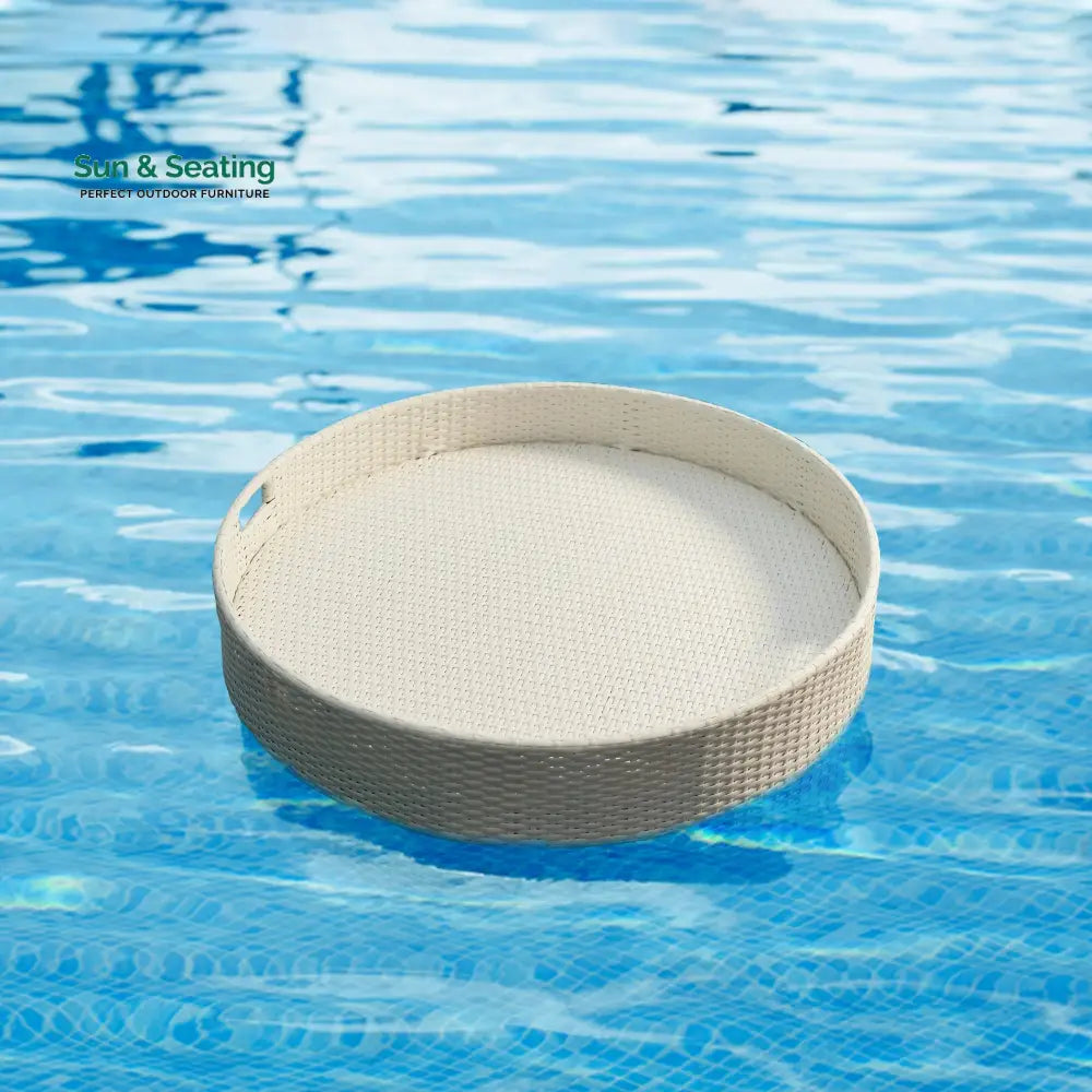 Ken Luxury Floating Serving Tray For Swimming Pool - White (Round) Floating Tray