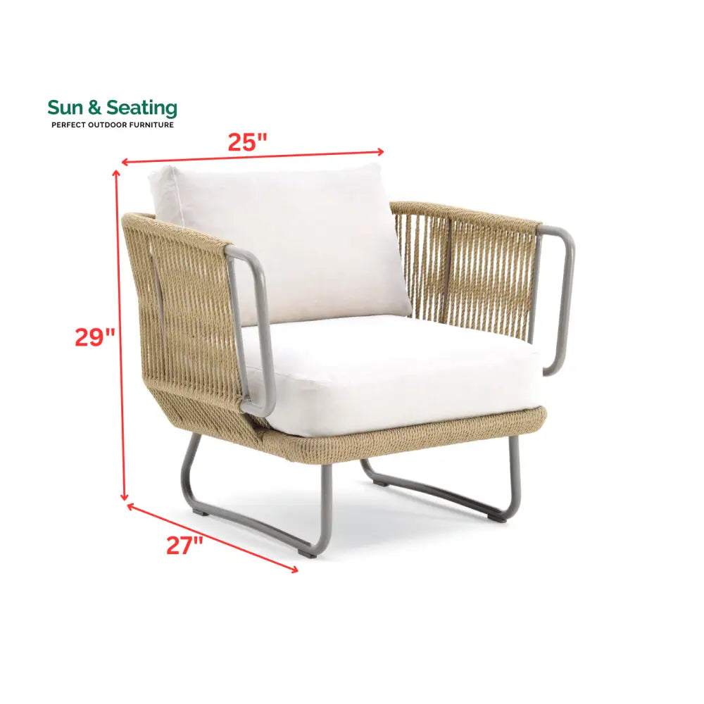 Kenly Outdoor Sofa Set 2 Seater 2 Single seater and 1 Center Table with ottoman (Tan) Braided &amp; Rope Sofa Sets