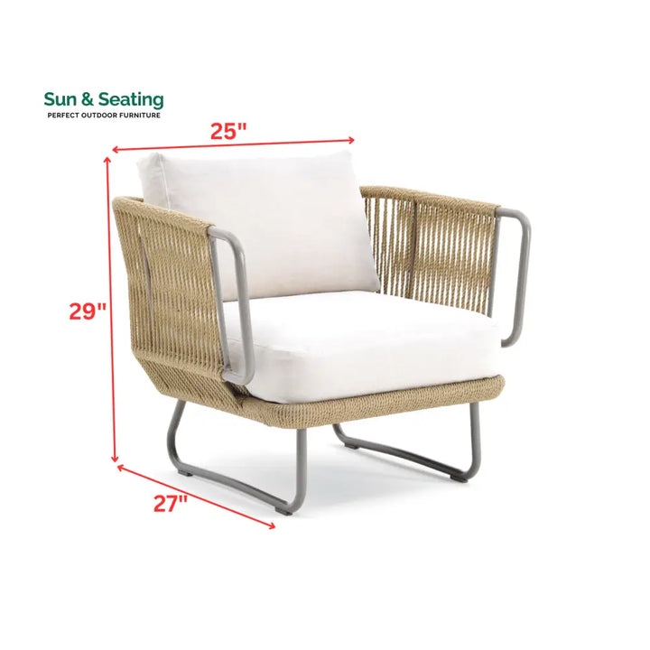 Kenly Outdoor Sofa Set 2 Seater 2 Single seater and 1 Center Table with ottoman (Tan) Braided &amp; Rope Sofa Sets