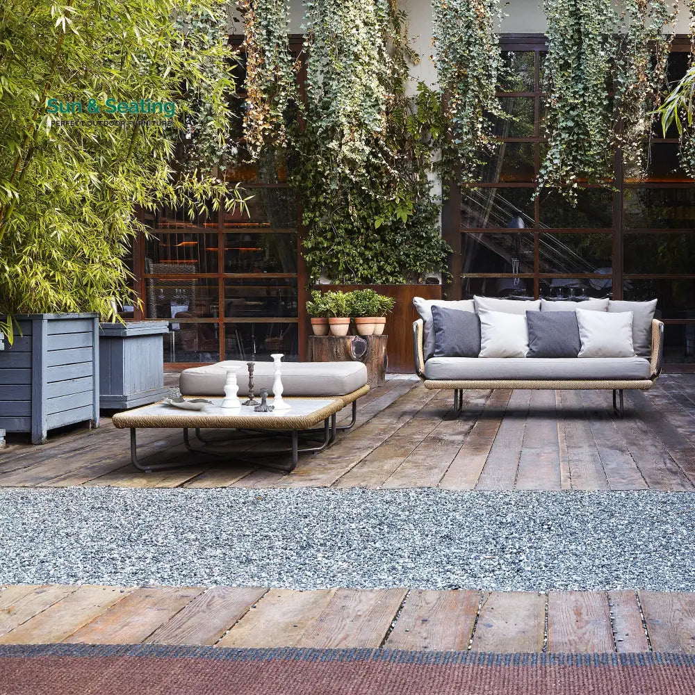 Kenly Outdoor Sofa Set 2 Seater 2 Single seater and 1 Center Table with ottoman (Tan) Braided &amp; Rope Sofa Sets