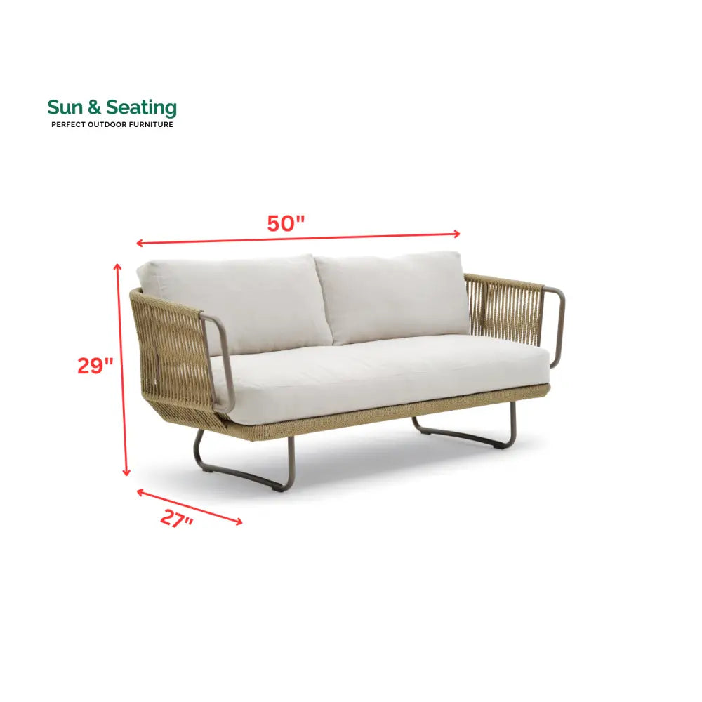 Kenly Outdoor Sofa Set 2 Seater 2 Single seater and 1 Center Table with ottoman (Tan) Braided &amp; Rope Sofa Sets