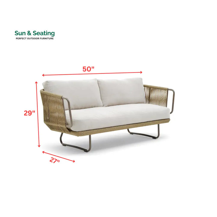 Kenly Outdoor Sofa Set 2 Seater 2 Single seater and 1 Center Table with ottoman (Tan) Braided &amp; Rope Sofa Sets