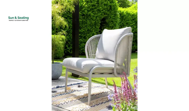 KESO Outdoor Sofa Set 2 Seater 2 Single seater and 1 Center Table Set (Light Silver) Braided &amp; Rope Sofa Sets