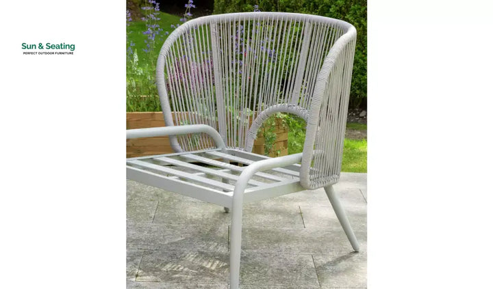 KESO Outdoor Sofa Set 2 Seater 2 Single seater and 1 Center Table Set (Light Silver) Braided &amp; Rope Sofa Sets