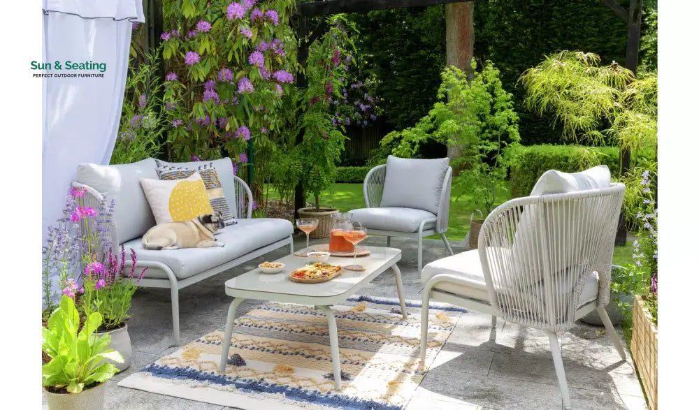 KESO Outdoor Sofa Set 2 Seater 2 Single seater and 1 Center Table Set (Light Silver) Braided & Rope Sofa Sets