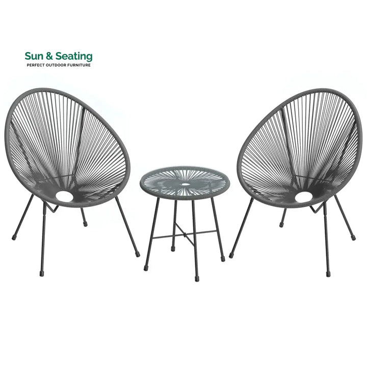 Kine Outdoor Patio Seating Set 2 Chairs and 1 Table Set (Dark Grey) Coffee Table Sets