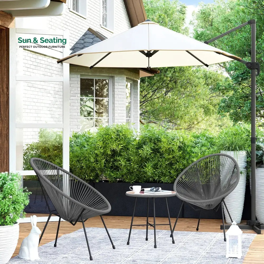 Kine Outdoor Patio Seating Set 2 Chairs and 1 Table Set (Dark Grey) Coffee Table Sets