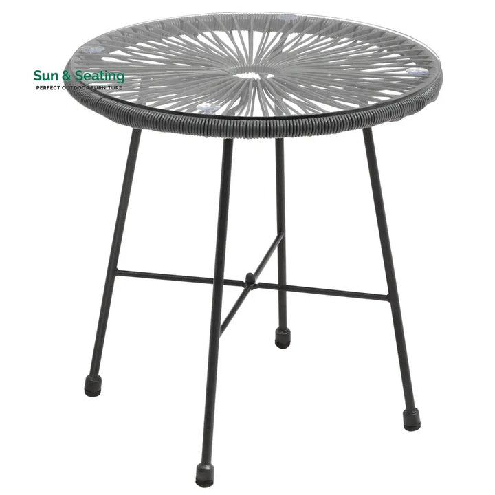Kine Outdoor Patio Seating Set 2 Chairs and 1 Table Set (Dark Grey) Coffee Table Sets