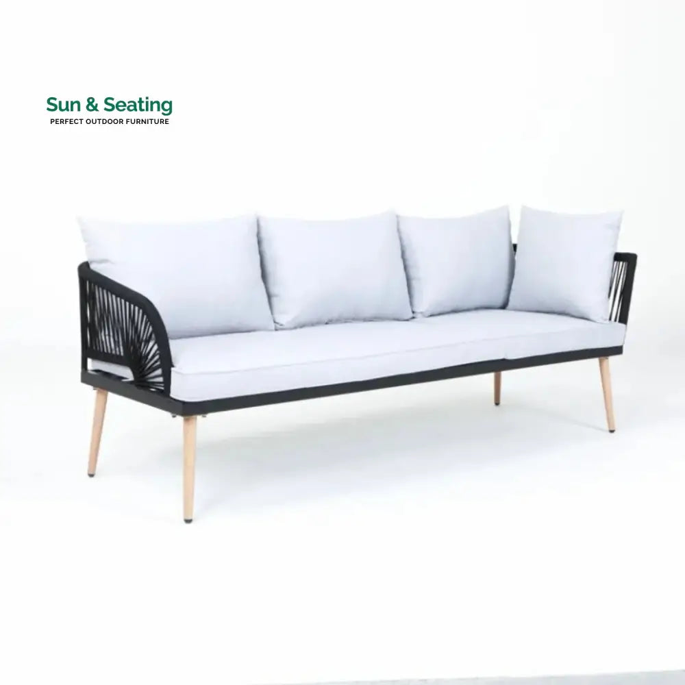 Kinsley L-Shape 5 Seater Outdoor Patio Rope Conversation Set with Table Sofa Set