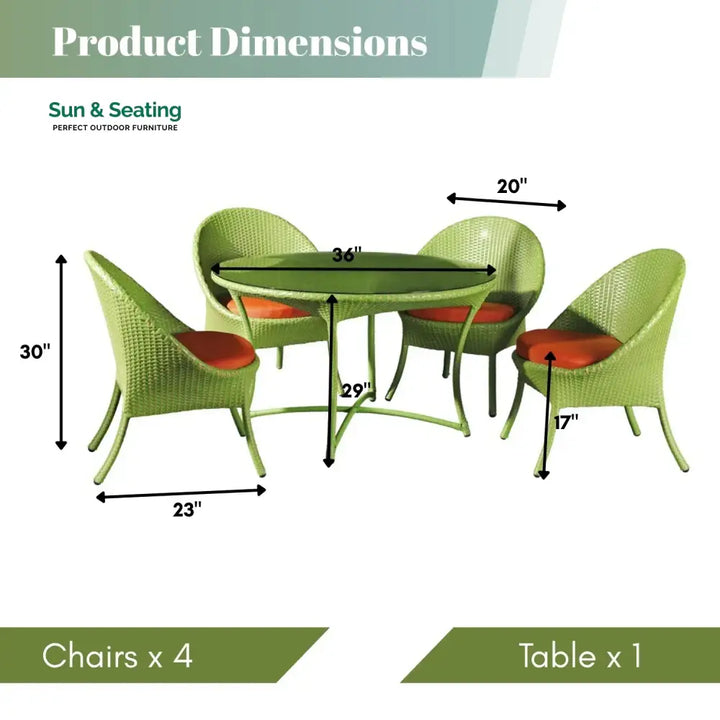 Kiranmayi Outdoor All-Weather Resistant Rattan Wicker 5-Piece Dining Set Dining Set