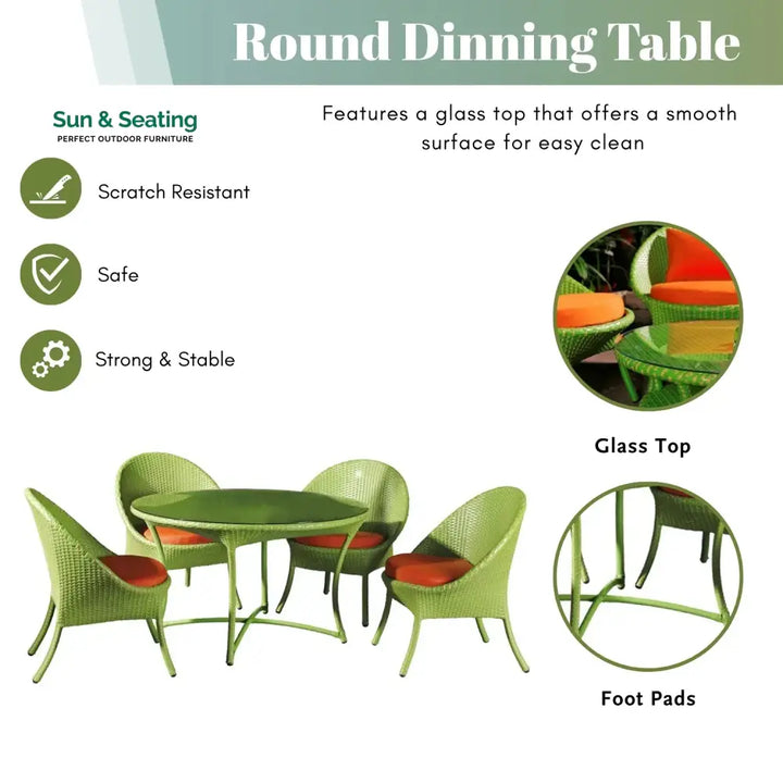 Kiranmayi Outdoor All-Weather Resistant Rattan Wicker 5-Piece Dining Set Dining Set