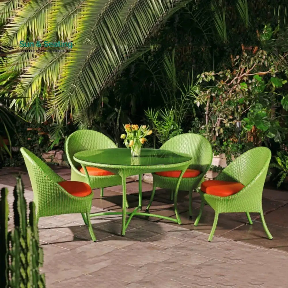 Kiranmayi Outdoor All-Weather Resistant Rattan Wicker 5-Piece Dining Set Dining Set