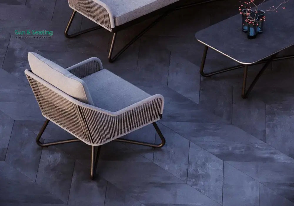 Kismet Outdoor Sofa Set 3 Seater 2 Single seater and 1 Center Table (Grey) Braided & Rope Sofa Sets