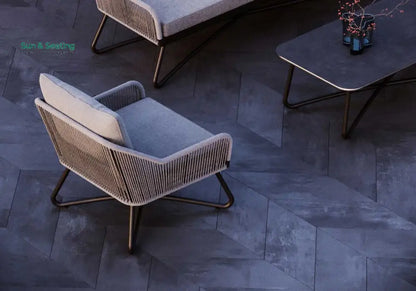 Kismet Outdoor Sofa Set 3 Seater 2 Single seater and 1 Center Table (Grey) Braided & Rope Sofa Sets