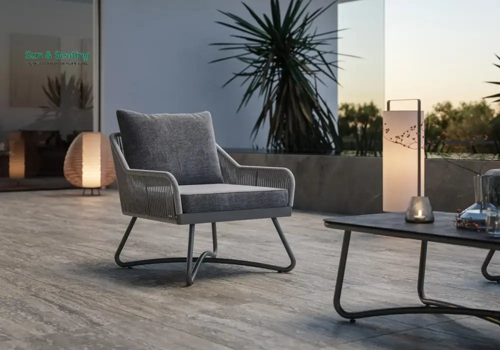 Kismet Outdoor Sofa Set 3 Seater 2 Single seater and 1 Center Table (Grey) Braided & Rope Sofa Sets