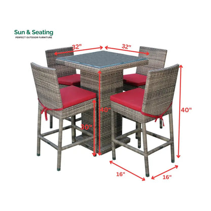 Klein Outdoor Patio Bar Sets 4 Chairs and 1 Table (Capicano) Bar Sets