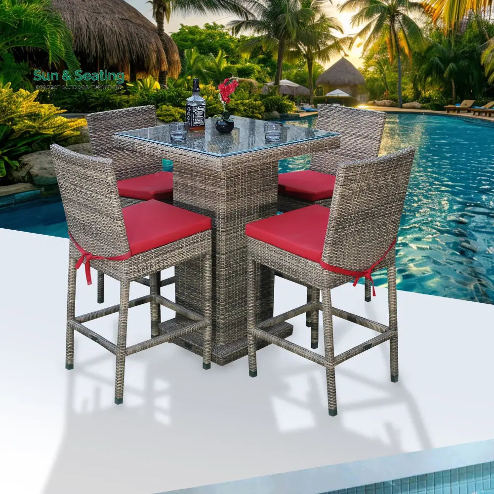 Klein Outdoor Patio Bar Sets 4 Chairs and 1 Table (Capicano) Bar Sets