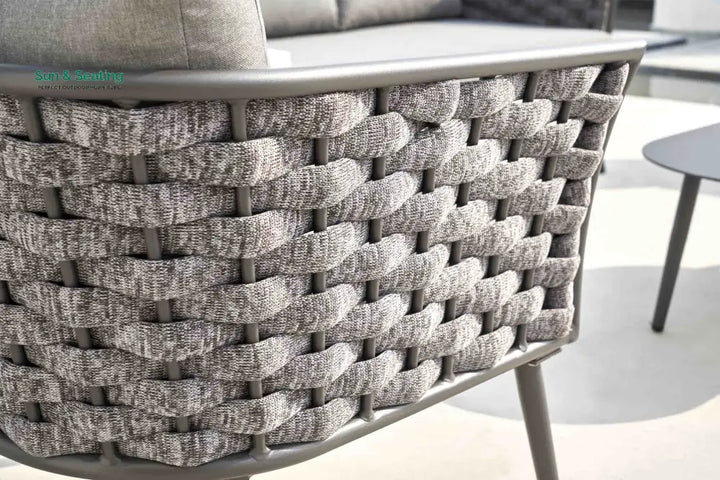 Klorix Outdoor Garden Balcony Sofa Set 3 Seater 2 Single seater and 1 Center Table Set Braid &amp; Rope (Grey) Sofa Sets