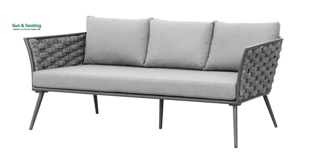 Klorix Outdoor Garden Balcony Sofa Set 3 Seater 2 Single seater and 1 Center Table Set Braid &amp; Rope (Grey) Sofa Sets