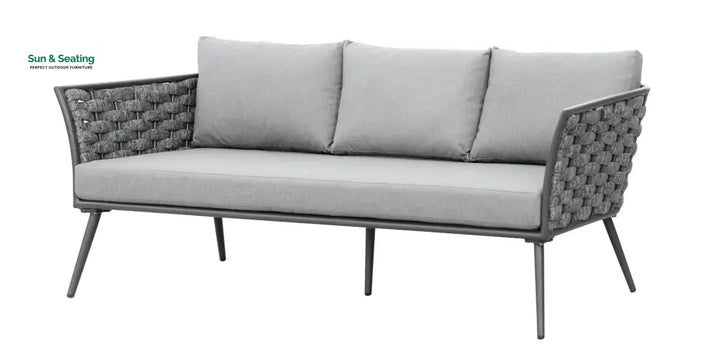 Klorix Outdoor Garden Balcony Sofa Set 3 Seater 2 Single seater and 1 Center Table Set Braid &amp; Rope (Grey) Sofa Sets