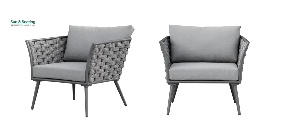 Klorix Outdoor Garden Balcony Sofa Set 3 Seater 2 Single seater and 1 Center Table Set Braid &amp; Rope (Grey) Sofa Sets