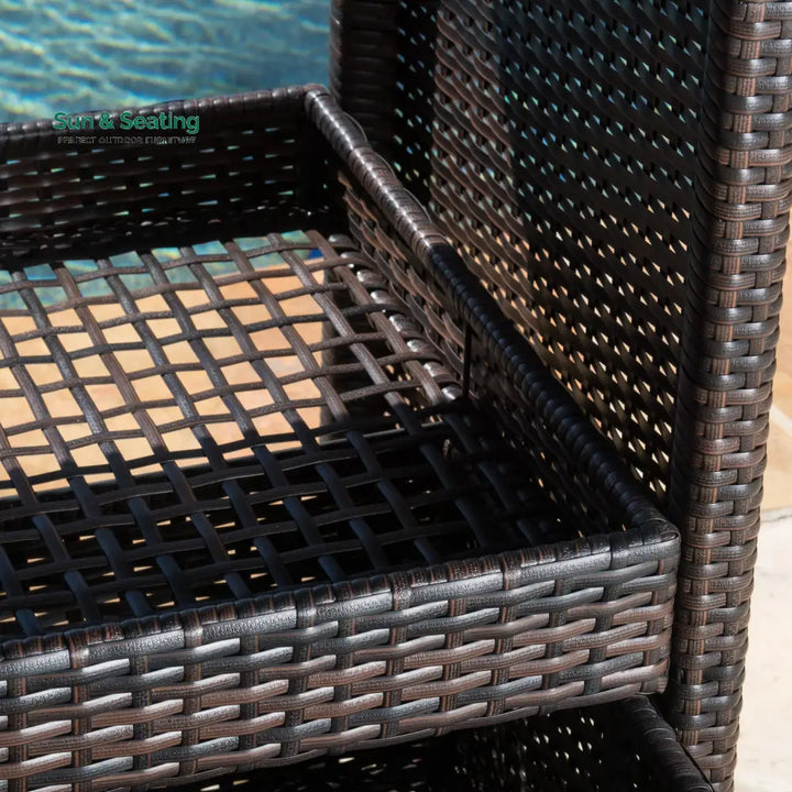 KNOX Outdoor Patio Bar Serving Cart (Dark Brown) Wicker