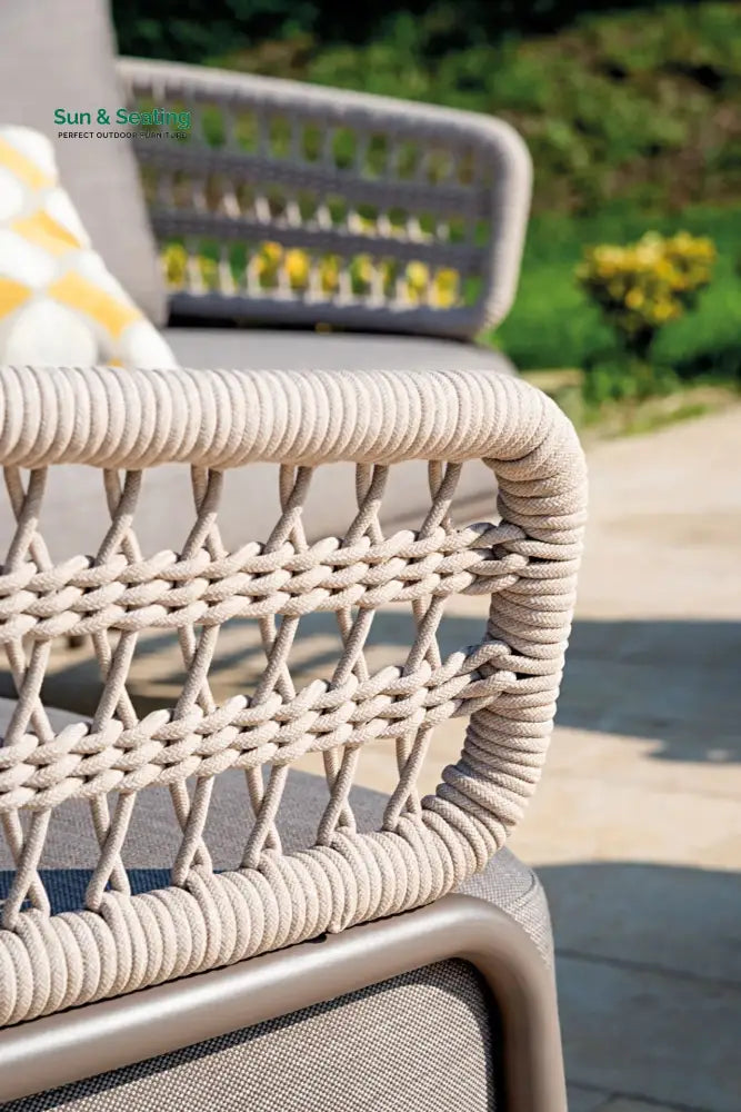 Kodjo Outdoor Garden Balcony Sofa Set 2 Seater 2 Single Seater 1 Center Table Set Braid & Rope (Taupe + Beige) Sofa Sets