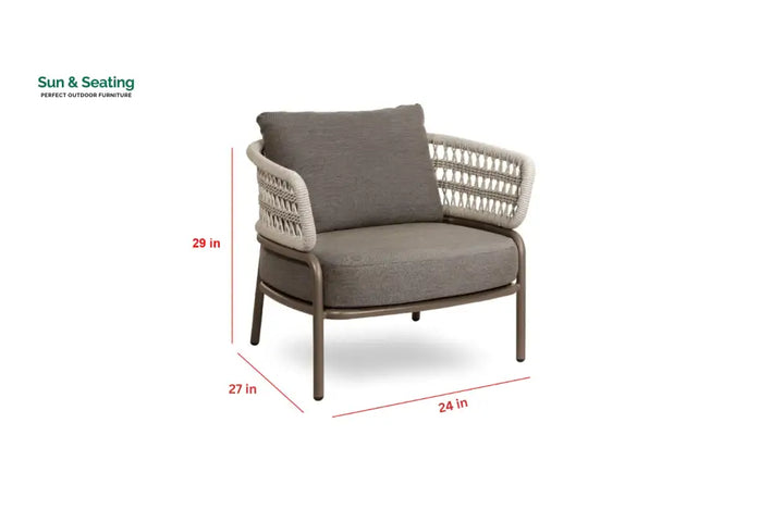 Kodjo Outdoor Garden Balcony Sofa Set 2 Seater 2 Single Seater 1 Center Table Set Braid &amp; Rope (Taupe + Beige) Sofa Sets