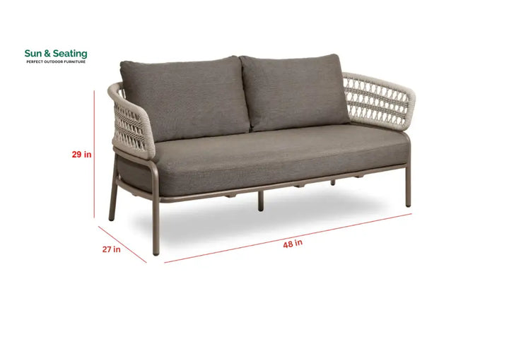 Kodjo Outdoor Garden Balcony Sofa Set 2 Seater 2 Single Seater 1 Center Table Set Braid &amp; Rope (Taupe + Beige) Sofa Sets