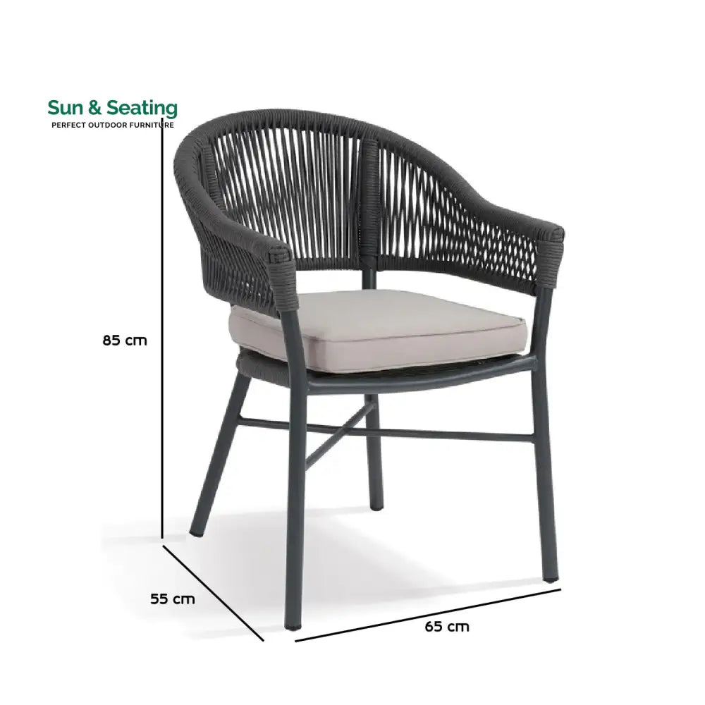 Kompon Outdoor Patio Seating Single Chair (Dark Grey) Braided &amp; Rope Coffee Table Sets