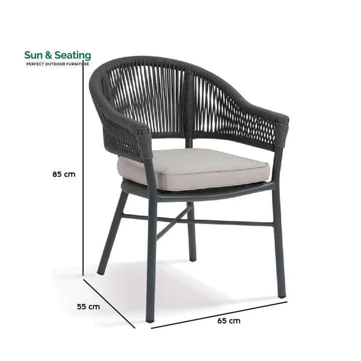 Kompon Outdoor Patio Seating Single Chair (Dark Grey) Braided &amp; Rope Coffee Table Sets