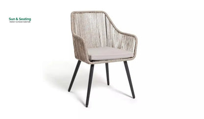 Kosh Outdoor Patio Seating Set 4 Chairs and 1 Table Set (Tan) Braided & Rope Coffee Table Sets