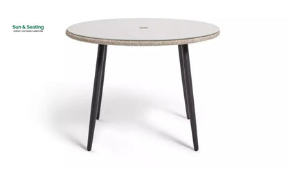 Kosh Outdoor Patio Seating Set 4 Chairs and 1 Table Set (Tan) Braided & Rope Coffee Table Sets