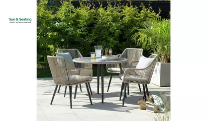 Kosh Outdoor Patio Seating Set 4 Chairs and 1 Table Set (Tan) Braided & Rope Coffee Table Sets