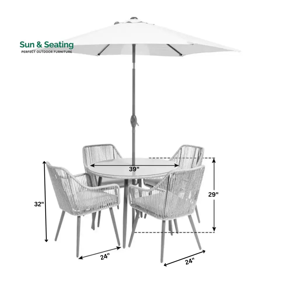 Kosh Outdoor Patio Seating Set 4 Chairs and 1 Table Set (Tan) Braided & Rope Coffee Table Sets