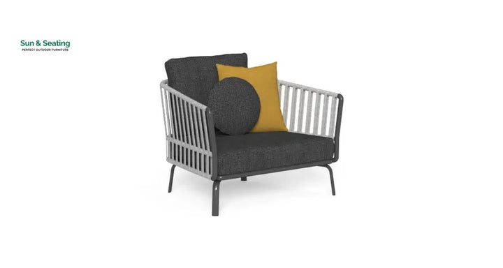 Kosta Outdoor Garden Balcony Sofa Set 2 Seater Single seater and 2 Center Table Set Braided &amp; Rope (Dark Grey) Sofa Sets