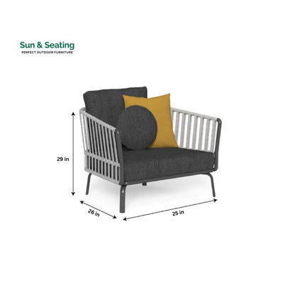 Kosta Outdoor Garden Balcony Sofa Set 2 Seater Single seater and 2 Center Table Set Braided & Rope (Dark Grey) Sofa Sets