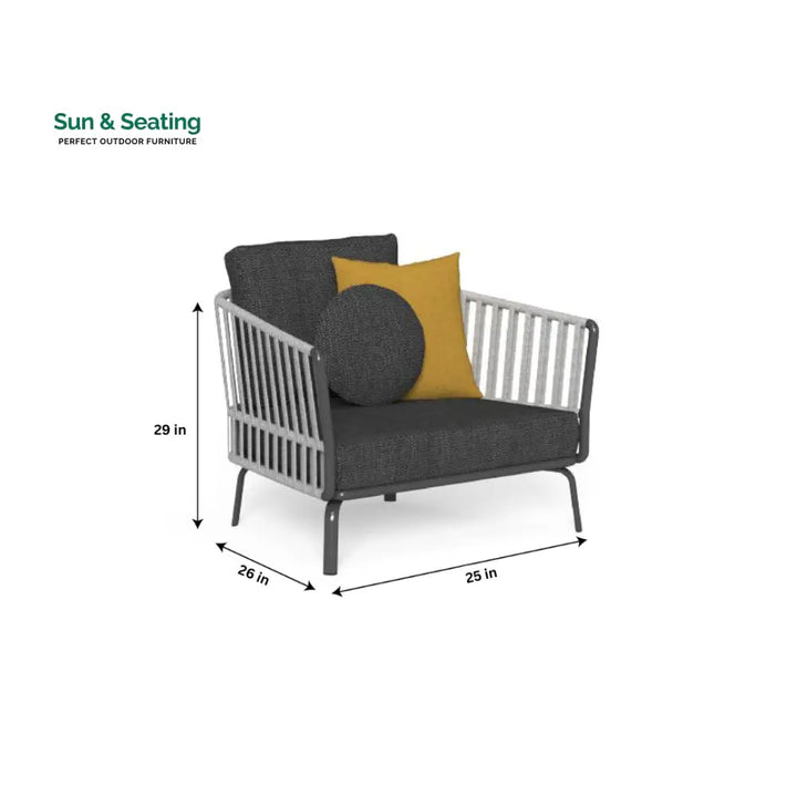 Kosta Outdoor Garden Balcony Sofa Set 2 Seater Single seater and 2 Center Table Set Braided &amp; Rope (Dark Grey) Sofa Sets