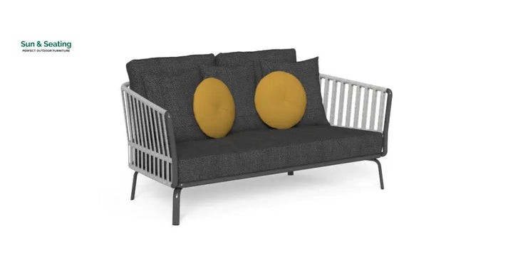 Kosta Outdoor Garden Balcony Sofa Set 2 Seater Single seater and 2 Center Table Set Braided &amp; Rope (Dark Grey) Sofa Sets