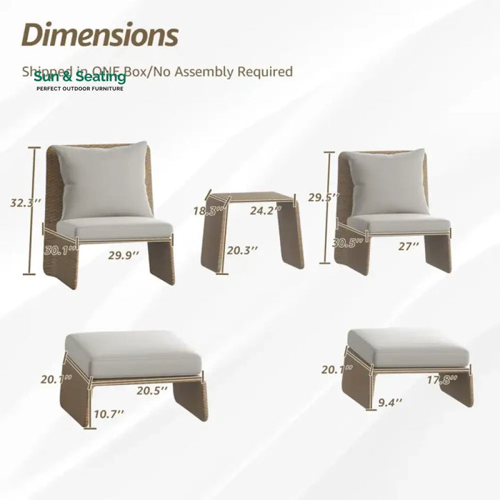 Kraus Outdoor Patio Seating Set 2 Chairs 2 Footrest and 1 Table Set (Honey) Coffee Table Sets