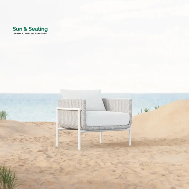 Kreios Outdoor Garden Balcony Sofa Set 2 Seater 2 Single seater and 1 Center Table With 1 Side Table Set (White) Sofa